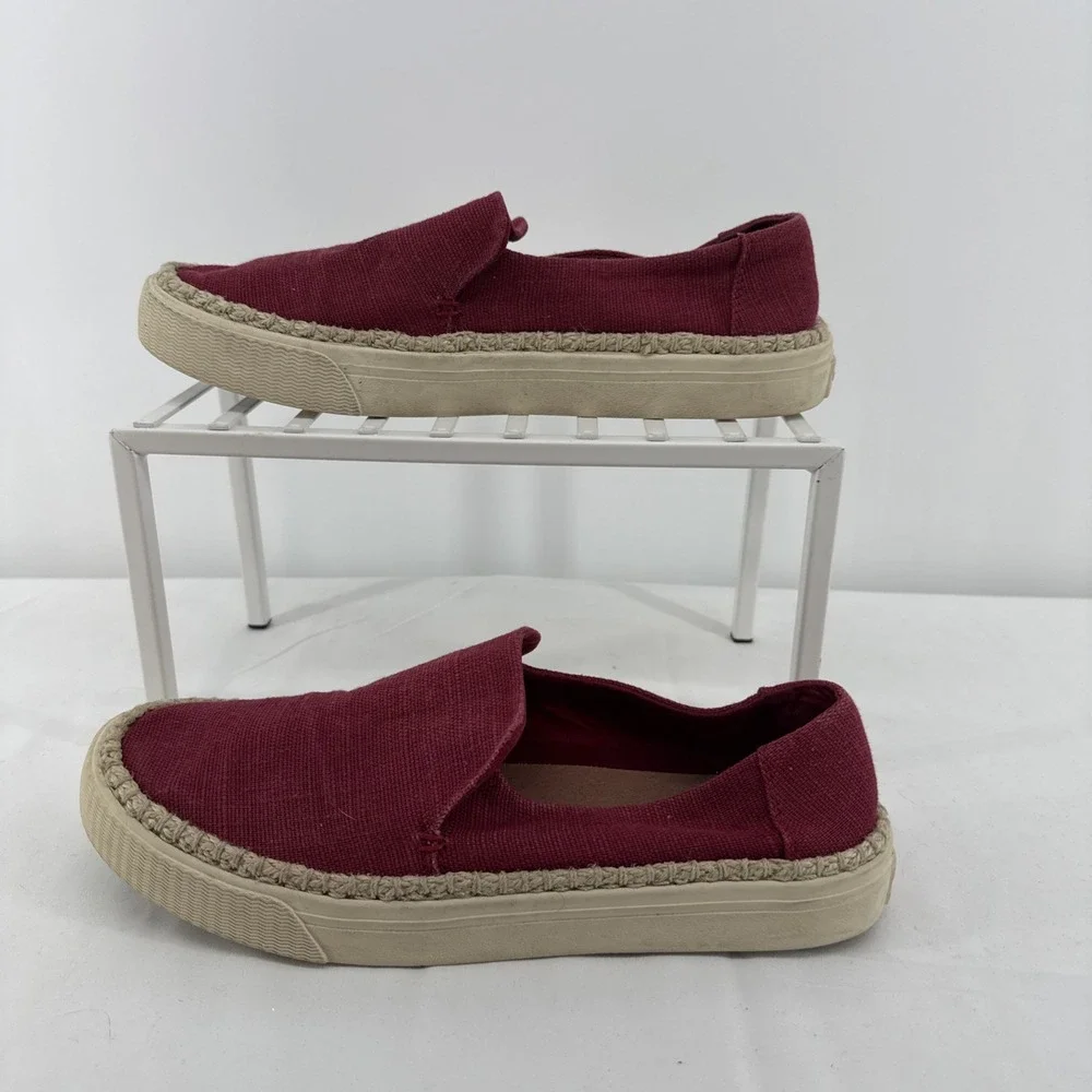 TOMS Women's Valencia Platform Espadrille Red Flats Casual SZ 9.5 Casual Preppy